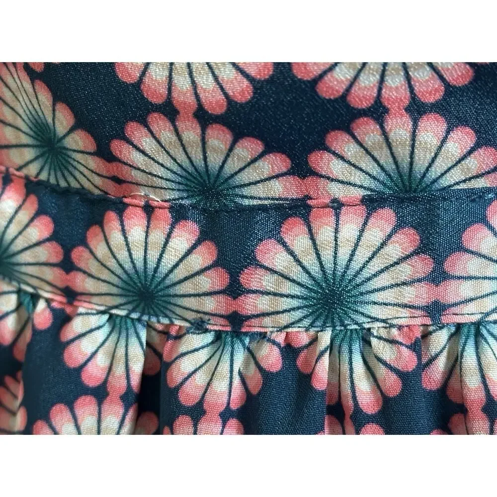 J Crew Print Seaside Pink Blue‎ Spaghetti Strap Cocktail Party Dress Size (2)